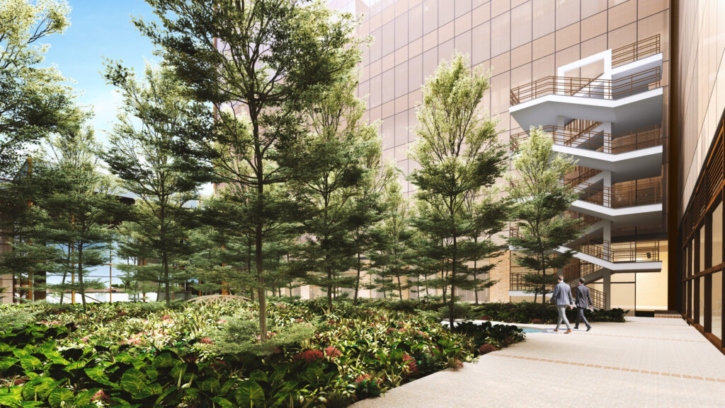 Lush Green Space in a Courtyard of office complex.