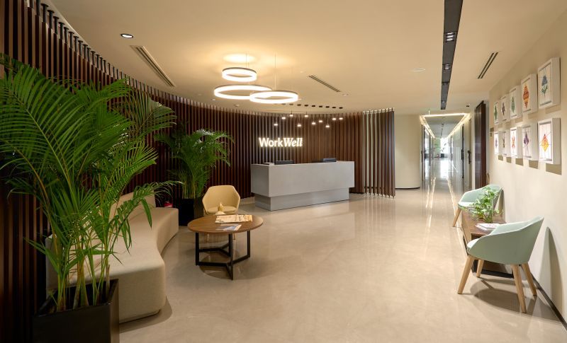 Photo of an upscale lobby area.