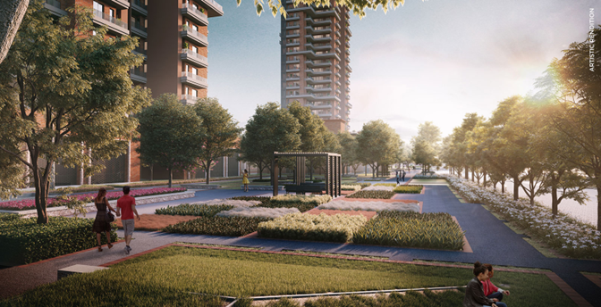 Estate 128 luxury residential towers and landscaped community gardens