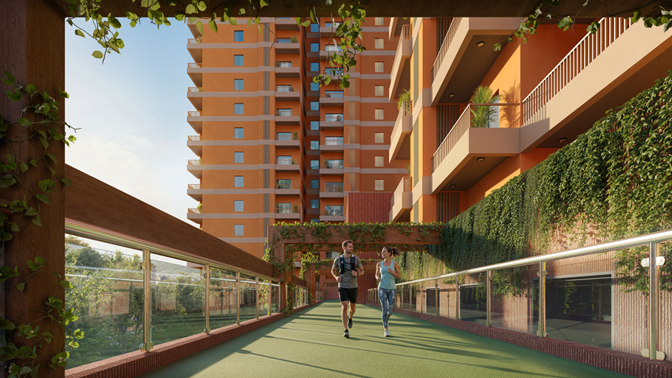 Estate 105 elevated jogging track and residential buildings