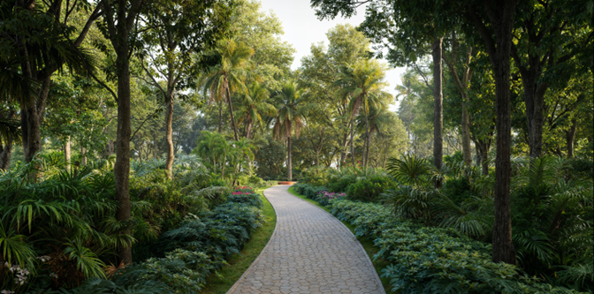 Lush landscaped garden by Max Estates